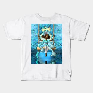 African American Girl on Swing Kids T-Shirt